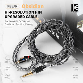 KBEAR Obsidian Black cable close-up braid highlighting flexibility and anti-interference