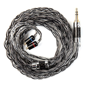 KBEAR Obsidian Black cable front view showing durable cross-braid for stable signal