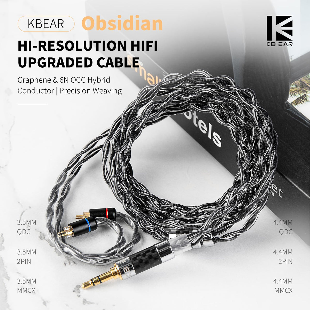H HIFIHEAR KBEAR braided cable texture highlighting tangle-resistant durability