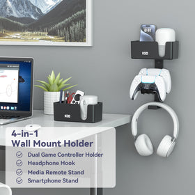 KDD 4-in-1 wall mount with headphone hanger secures your headset neatly