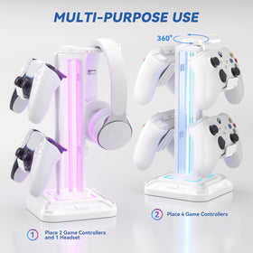KDD headset stand includes cable organizers to manage wires neatly