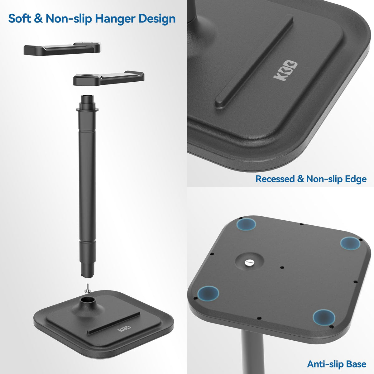 KDD dual headphone stand fits office desks for clutter-free organization