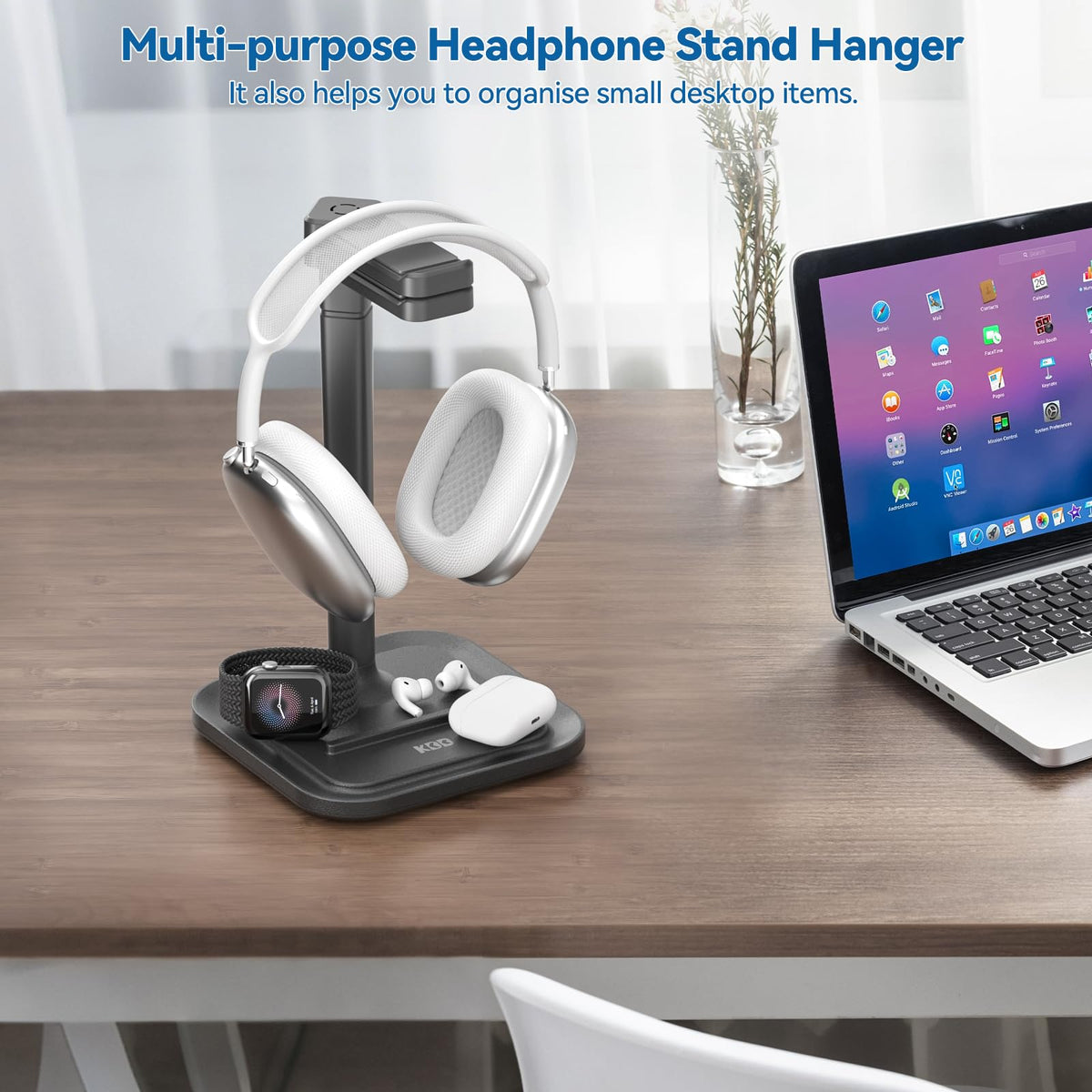 KDD dual headphone stand with removable base offers flexible placement