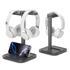 KDD dual headphone stand with rotatable hanger keeps headphones organized and desk tidy