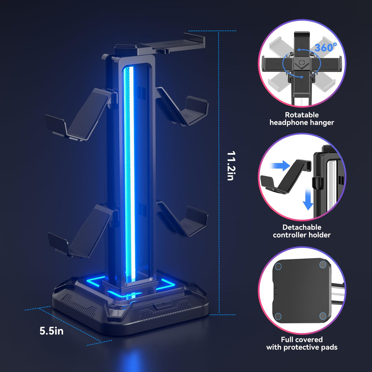 KDD headset and controllers neatly organized on one stand for efficiency