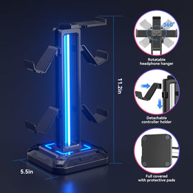 KDD headset and controllers neatly organized on one stand for efficiency