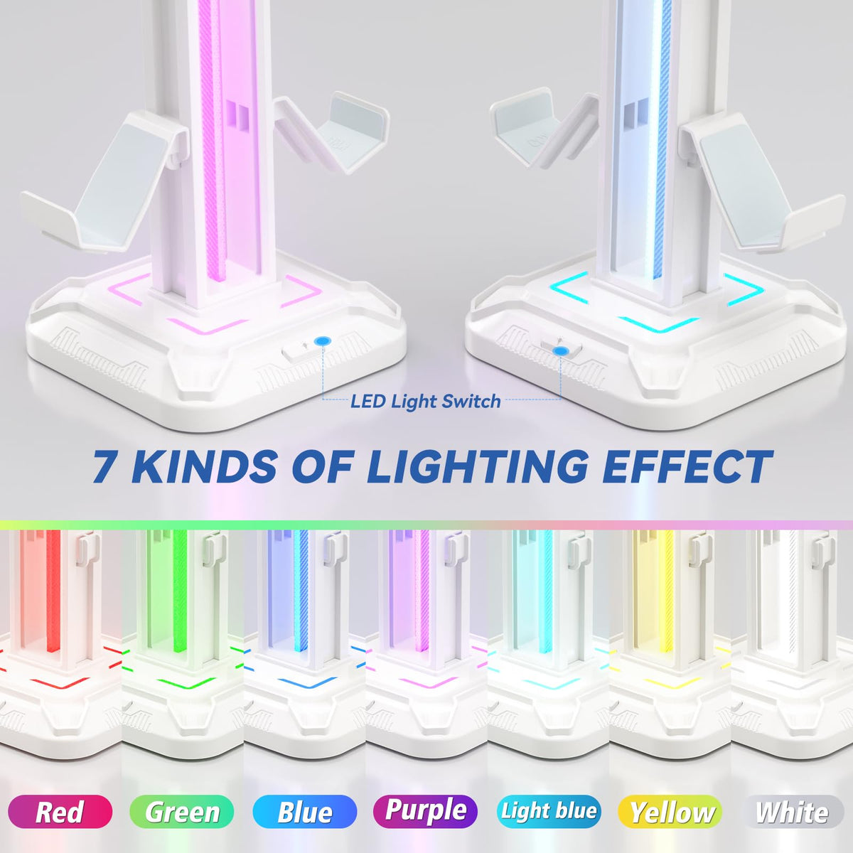 KDD headset stand features 360 rotation for easy headset positioning