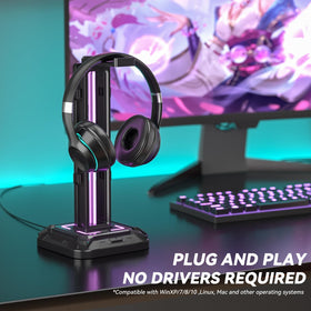 KDD headset stand 360-degree rotation allows effortless headset adjustment