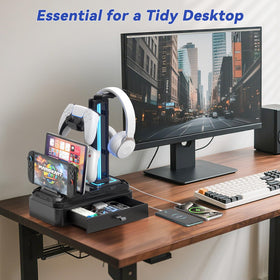 KDD on a gaming desk with peripherals showing neat, illuminated setup