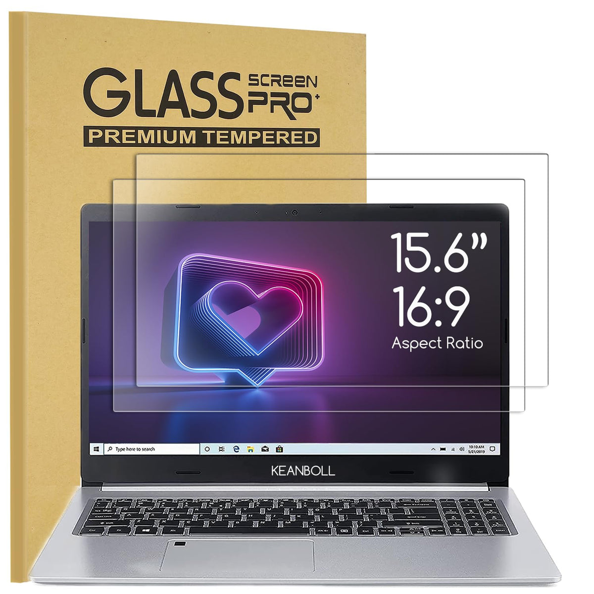 KEANBOLL 2-pack tempered glass on a 15.6-inch laptop screen to protect against scratches