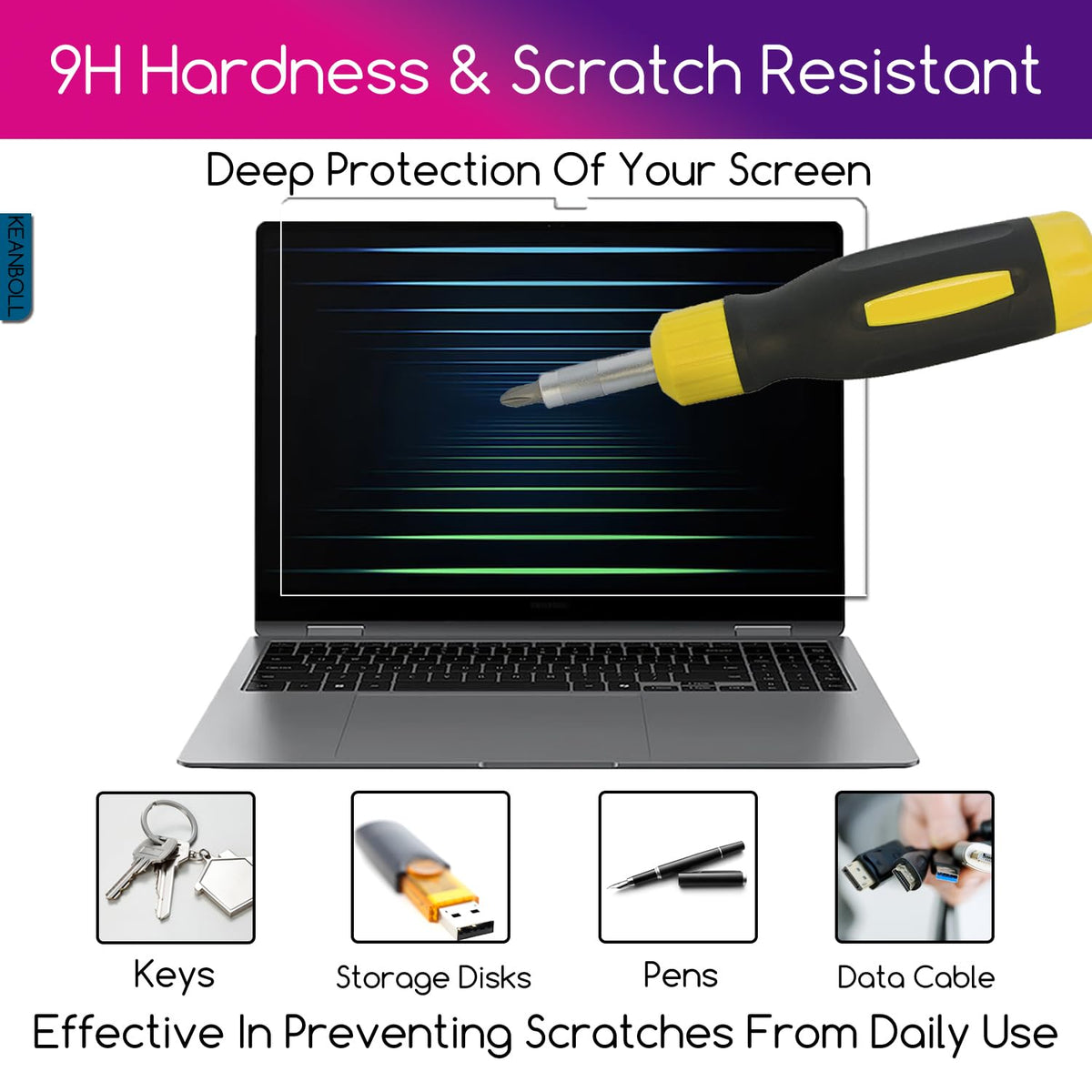 KEANBOLL 9H-rated screen protector resists scratches