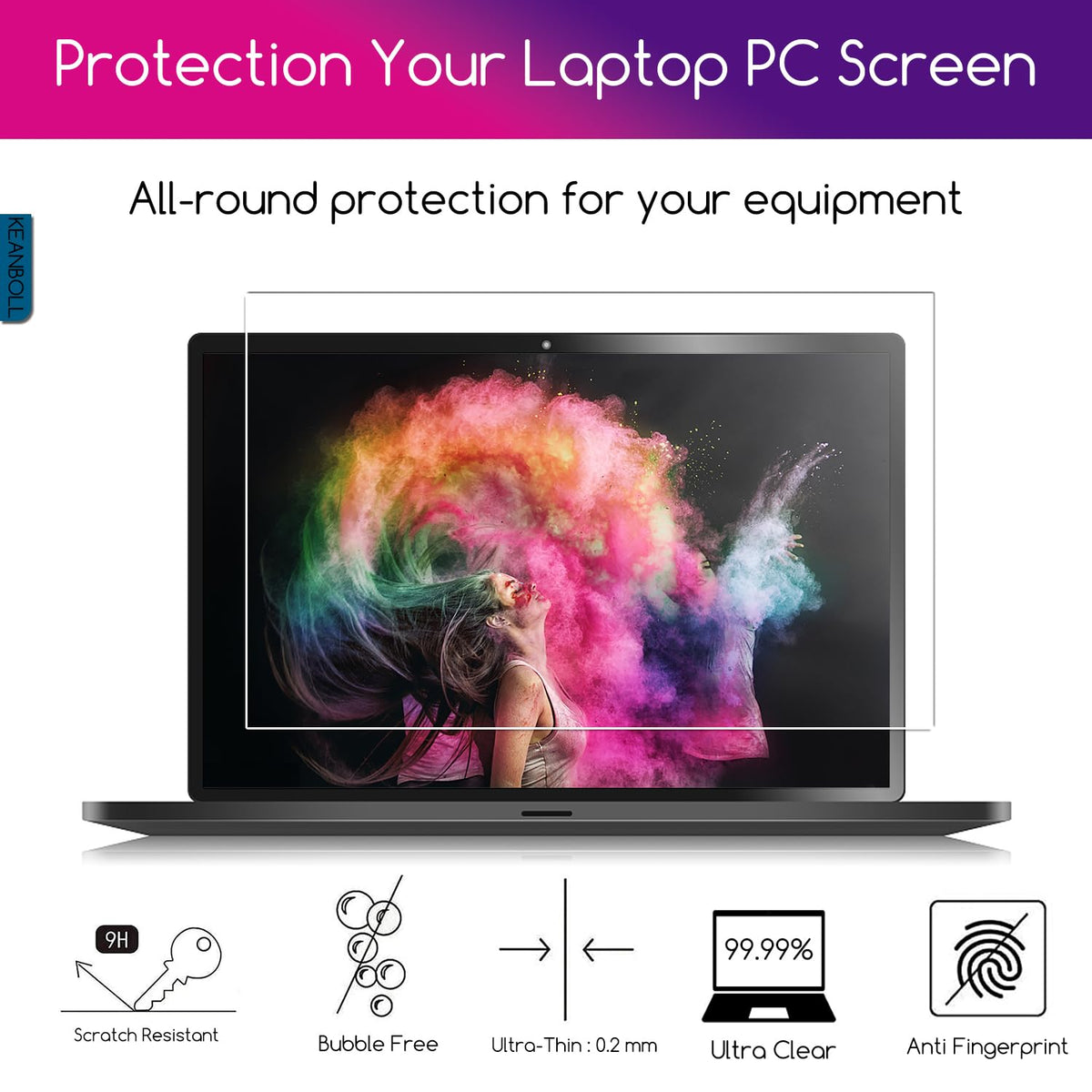 Bubble-free installation with KEANBOLL screen protector on a laptop