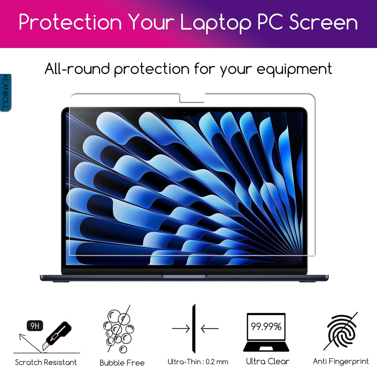 KEANBOLL anti-fingerprint coating reduces smudges for a clean display