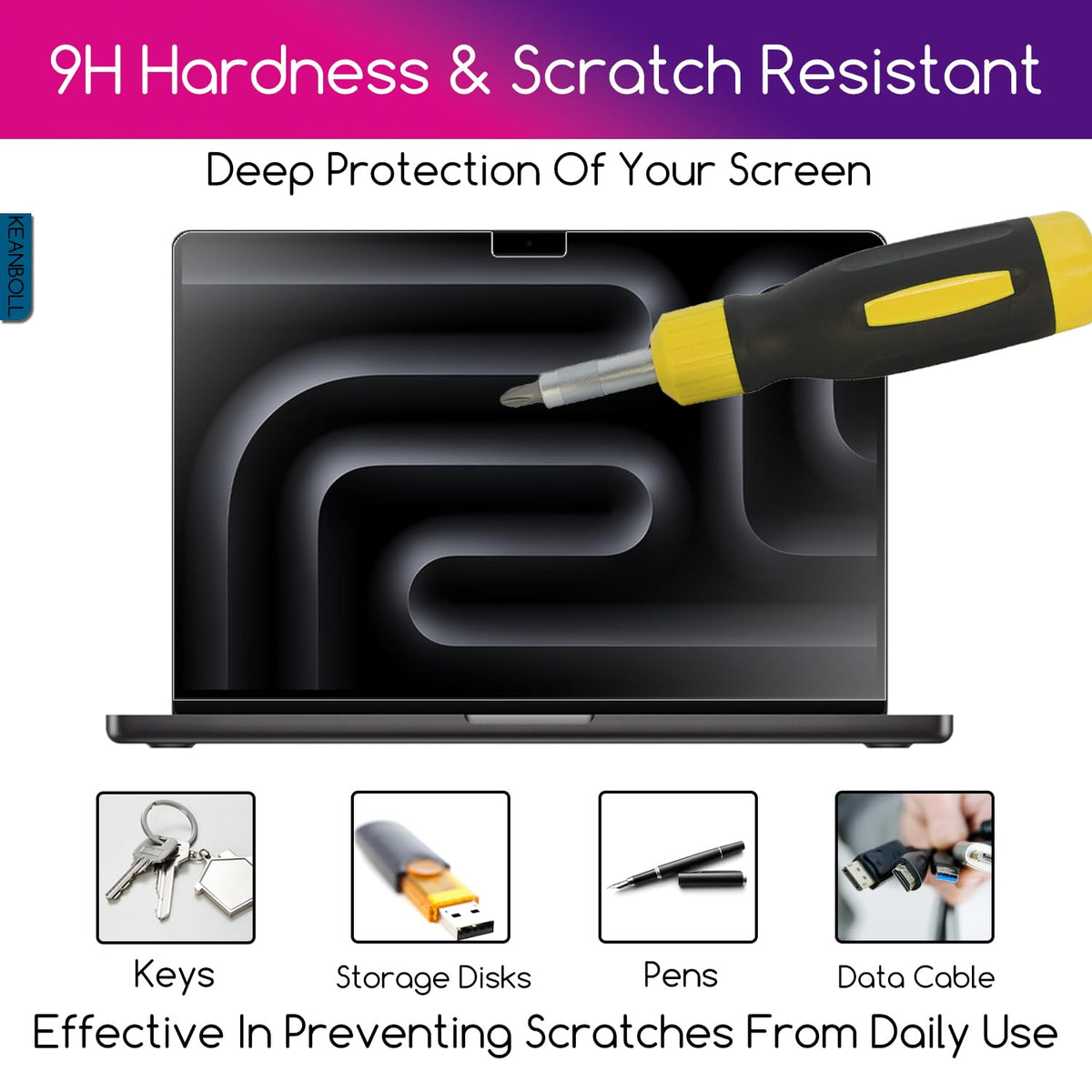 KEANBOLL MacBook Pro 16 edge-to-edge coverage preserves full-screen clarity.