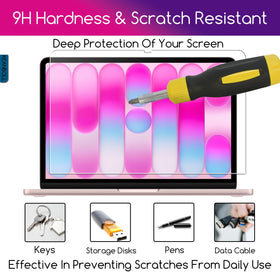 Ultra-clear tempered glass preserves screen colors and sharpness during use.