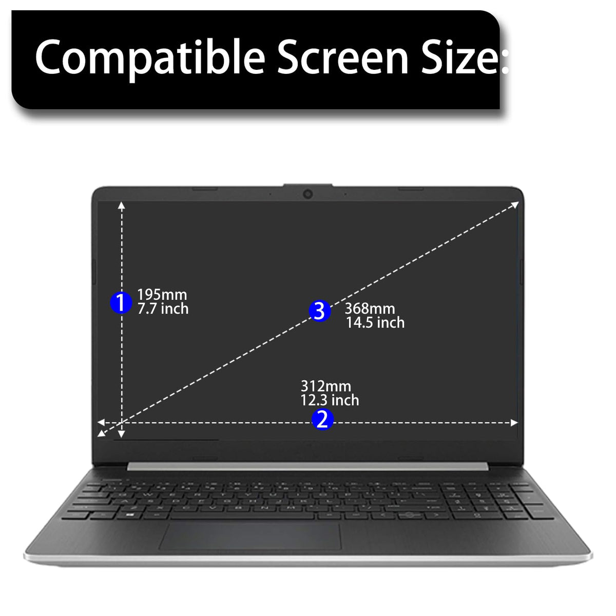 KEANBOLL privacy screen for Asus 14.5-inch, front view, protects confidential data from side intrusion