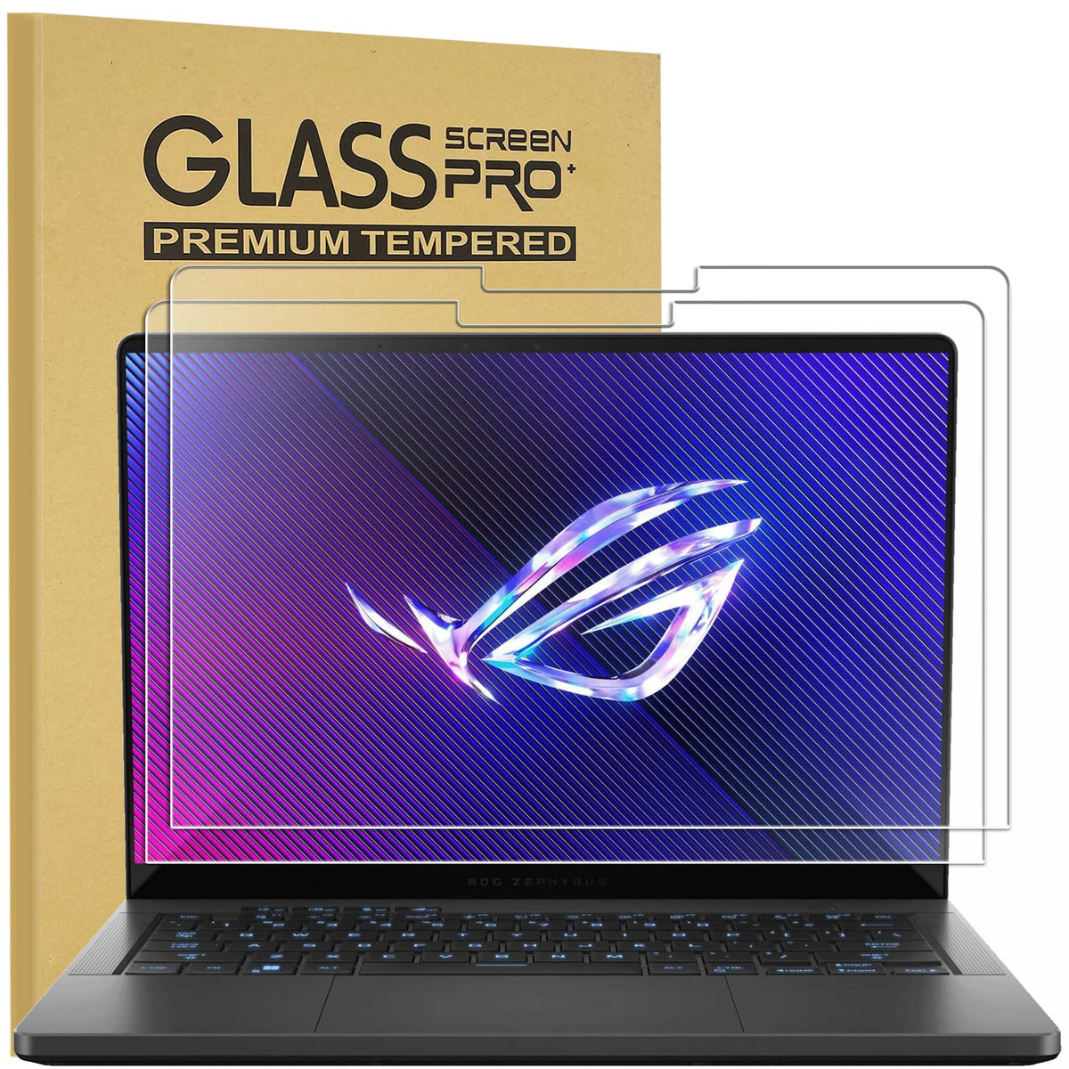 KEANBOLL tempered glass screen protector for ASUS ROG Zephyrus G14 front view with crystal clarity