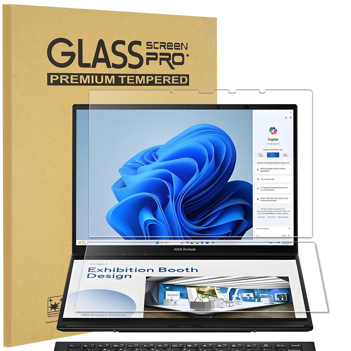 KEANBOLL tempered glass protector for Zenbook Duo UX8406 with crystal clarity and responsive touch