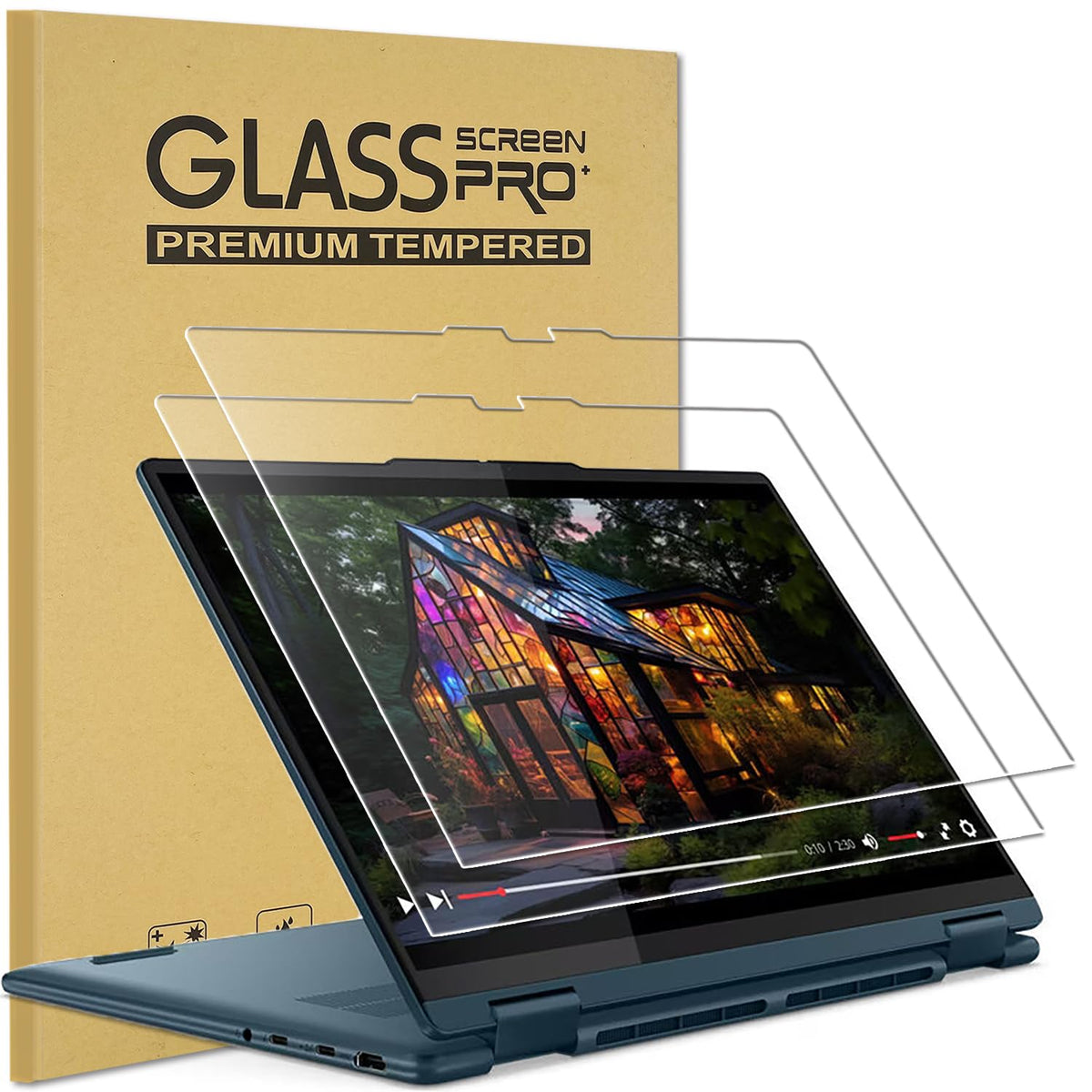 KEANBOLL Yoga 7 14-inch front view glass protector provides reliable two-pack protection.