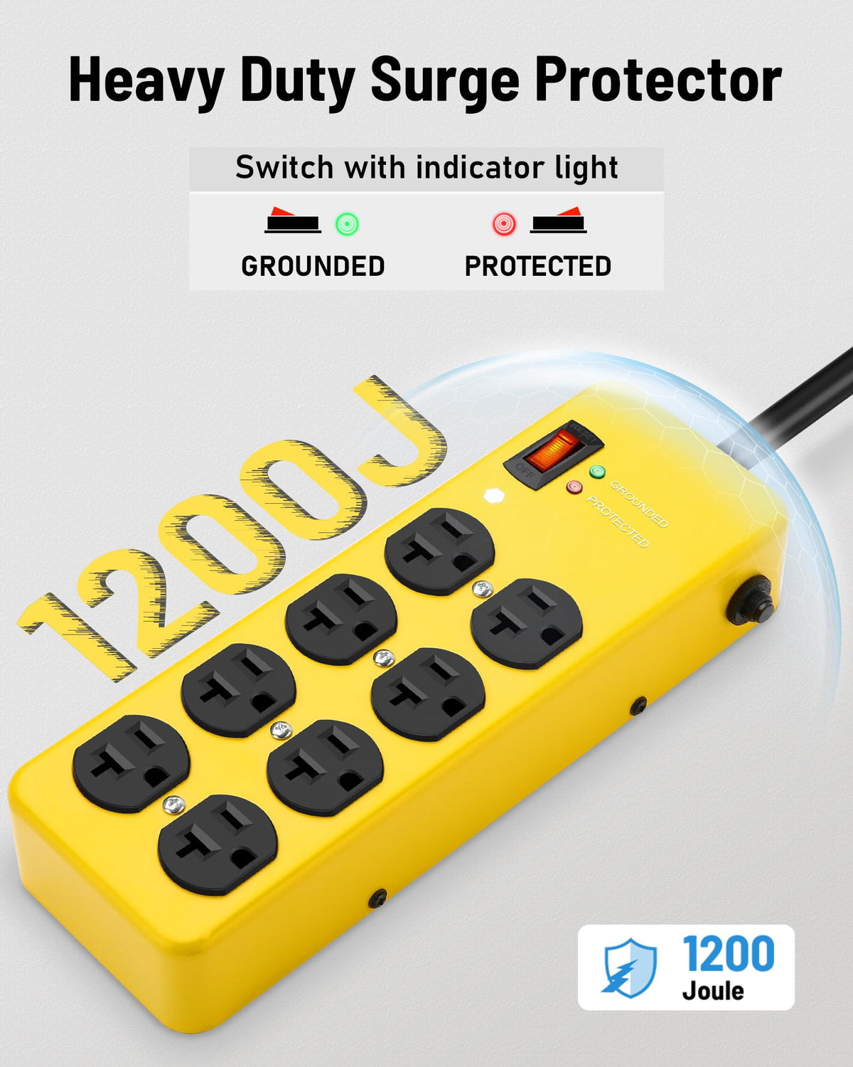 KeBen 12AWG 10ft cord and grounded plug detail offering lower voltage drop and extended reach