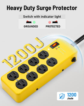 KEBEN heavy 12AWG 6ft cord and 5-15P plug detail providing secure high-current connection