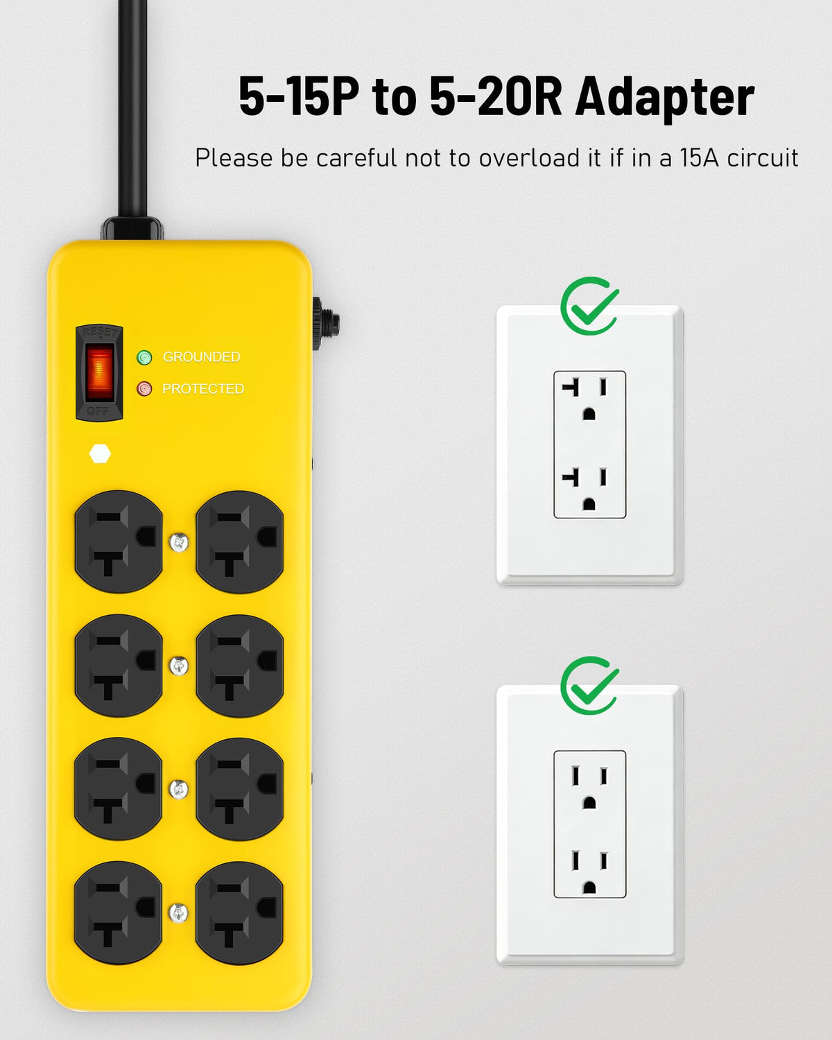 KeBen power strip mounted on a workbench demonstrating tidy cable management and space-saving installation