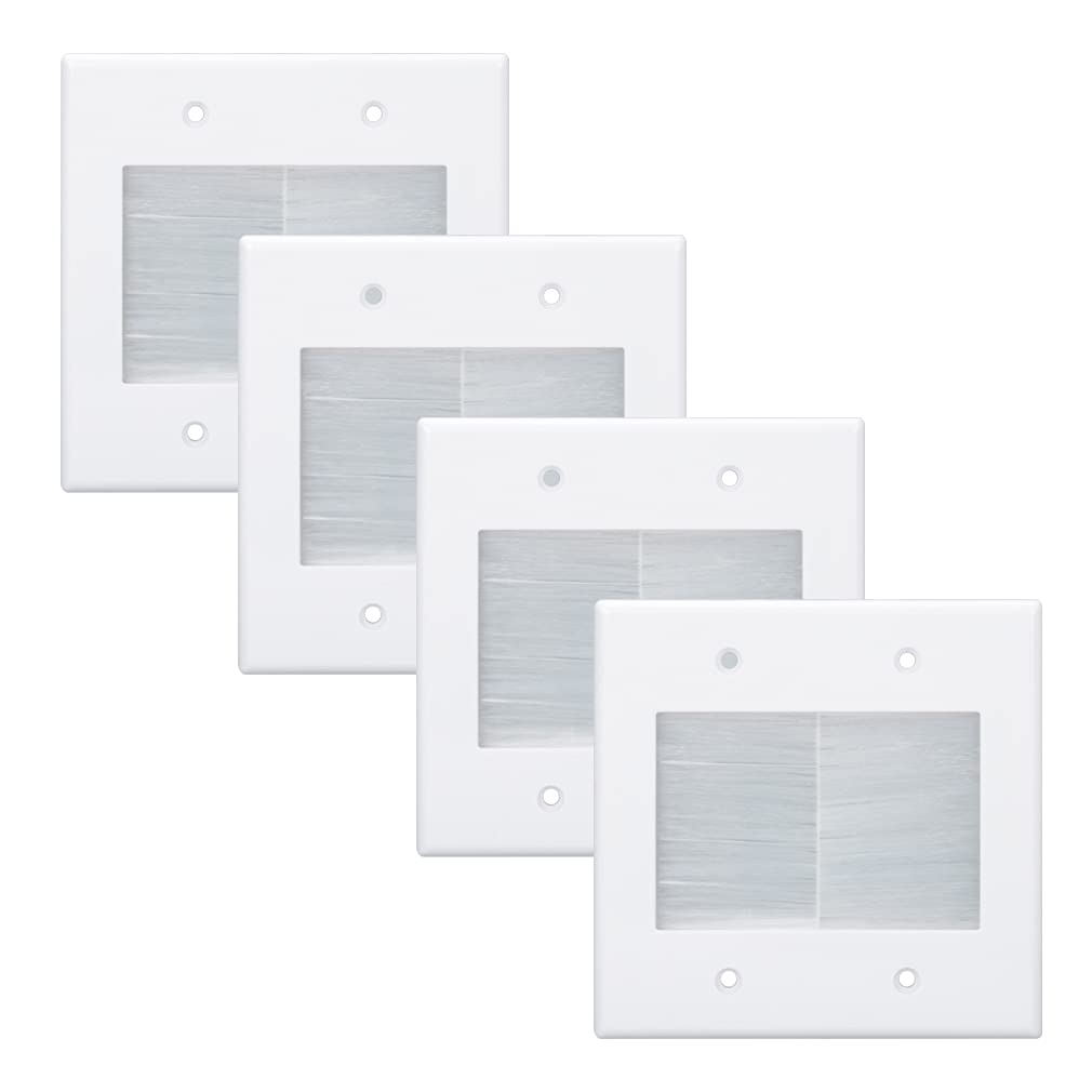 Kebulldola 2-gang brush wall plate enables clean cable pass-through.