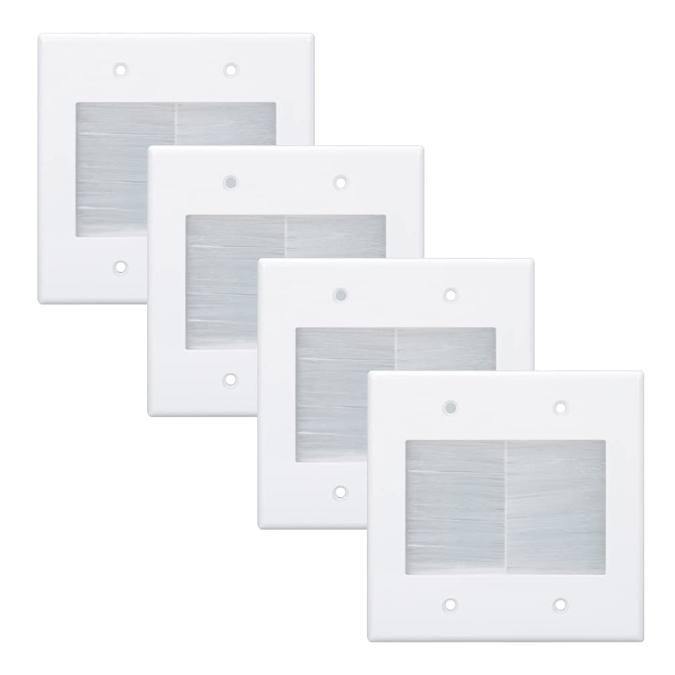 Kebulldola 2-gang brush wall plate enables clean cable pass-through.