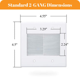 Kebulldola 2-gang wall plate flush-mounts for seamless wall finish.