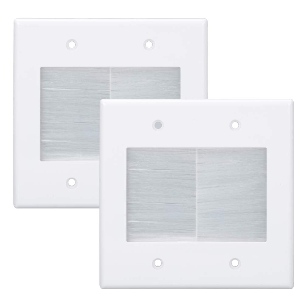 Kebulldola 2-Gang Brush Wall Plate assembly shows tidy cable pass-through.
