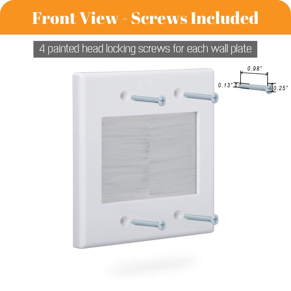 Kebulldola 2-Gang Brush Wall Plate pass-through demonstrates easy cable routing.