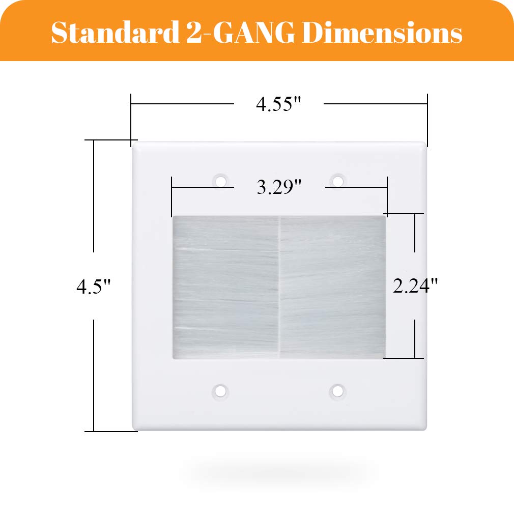 Kebulldola 2-Gang flush-mount wall plate creates a clean wall line.