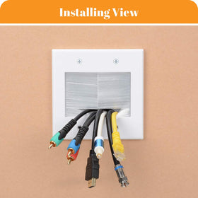 Dustproof brush wall plate in white for cleaner wall surfaces