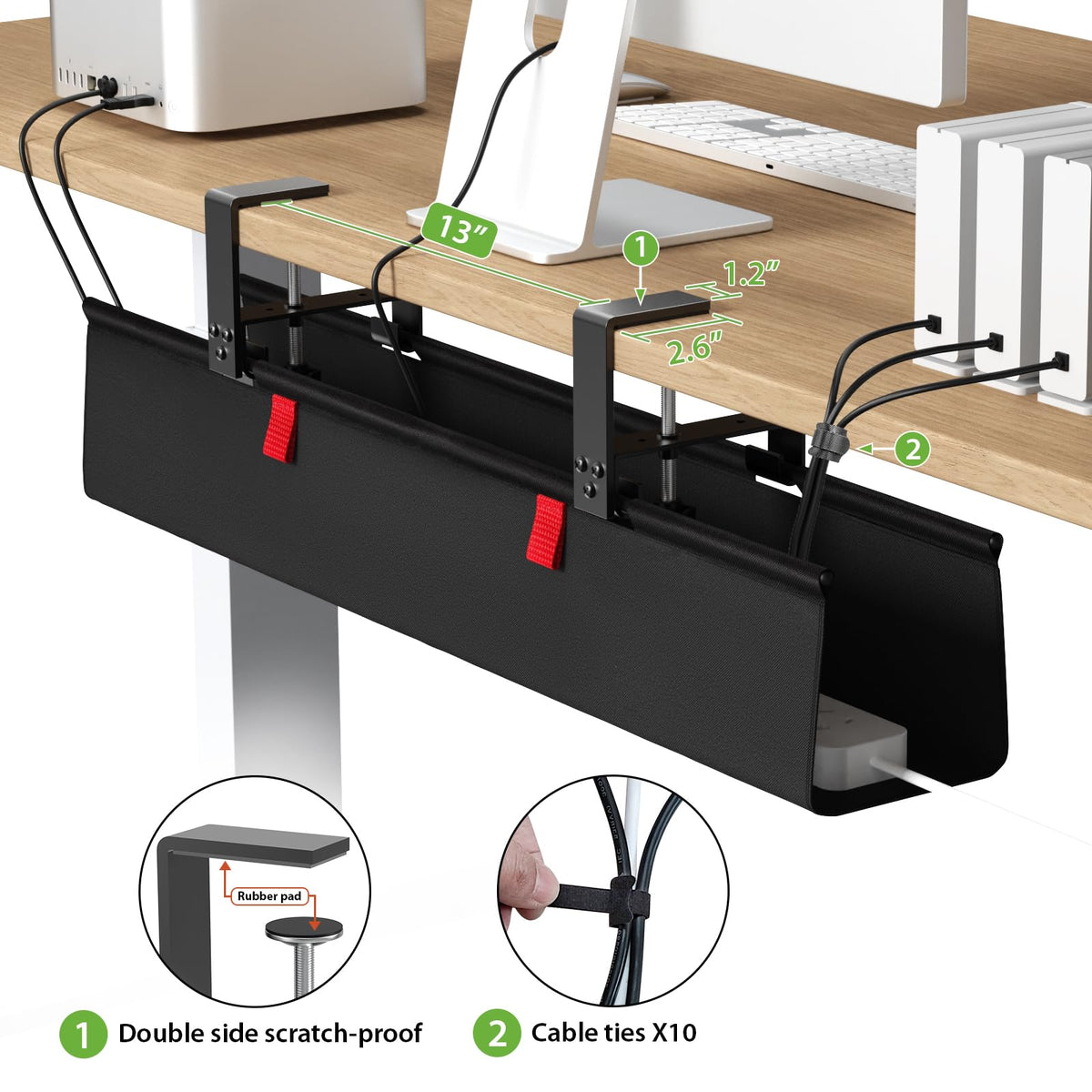 KEEGH clamp mount attached to desk edge demonstrating no-drill installation benefit