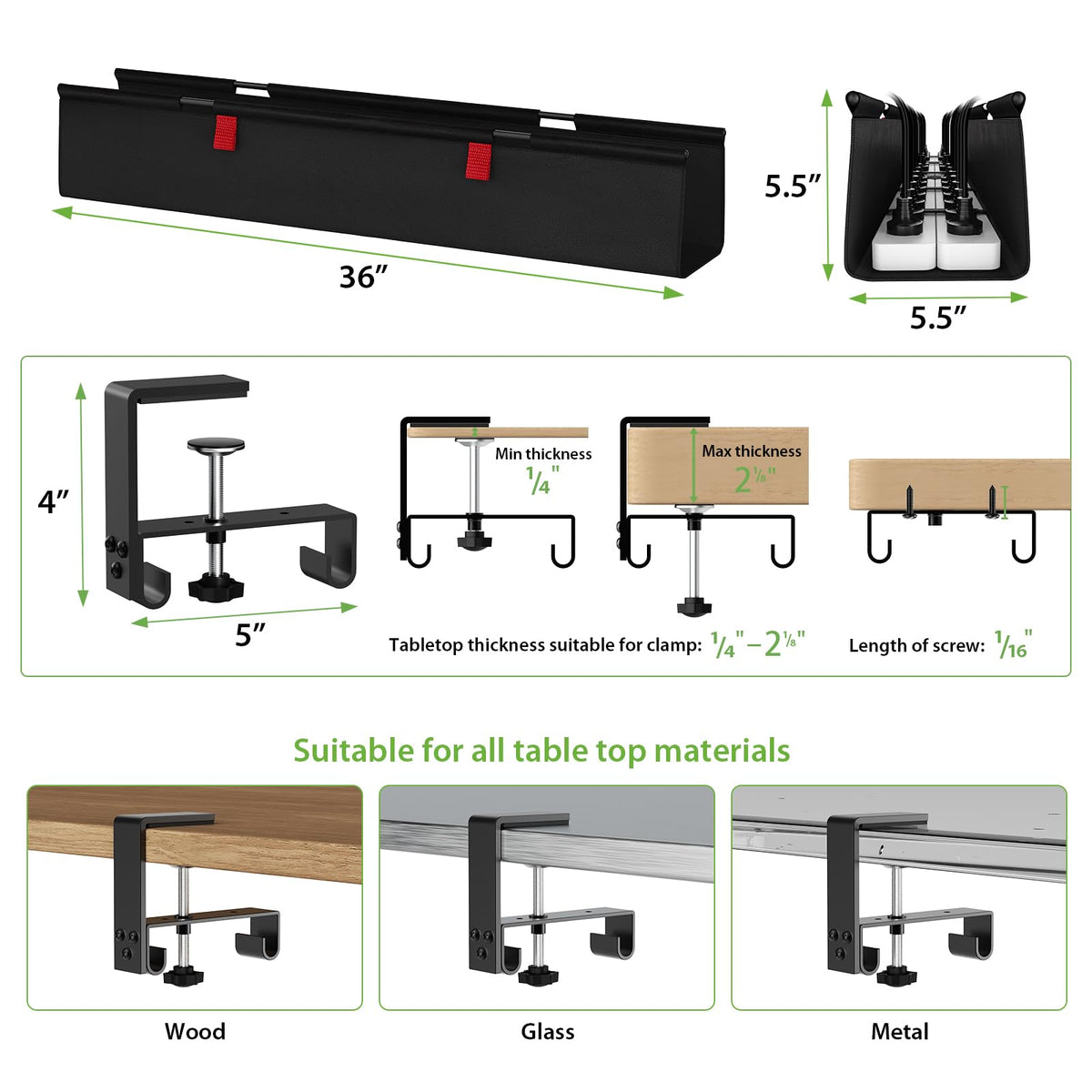 KEEGH interior with power strip and adapters showing high-capacity cable organization benefit