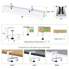 KEEGH clamp and rubber pad detail protecting desk surface during clamp installation