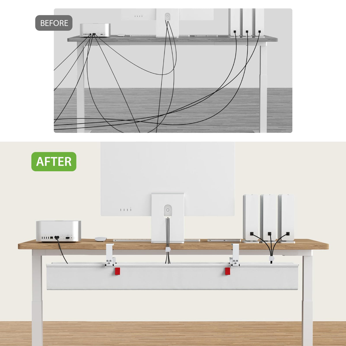 KEEGH fixed belt and reinforced stitching detail keeping cables organized firmly