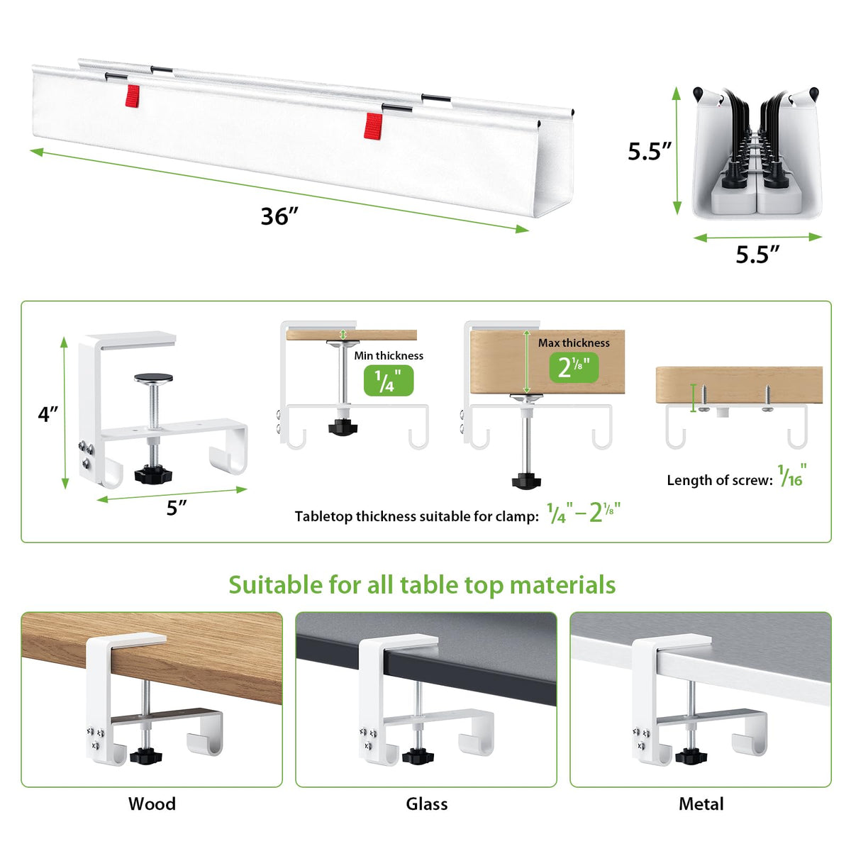 KEEGH screw-mounted bracket detail attached under desk for permanent stable support