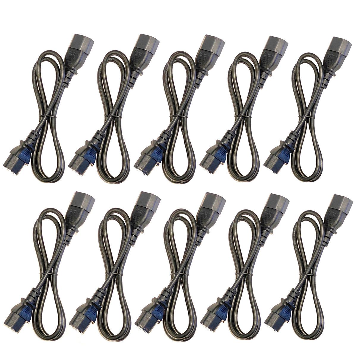 Keen Eye front view pack of ten 3ft C13 to C14 cords showing quantity and length benefit