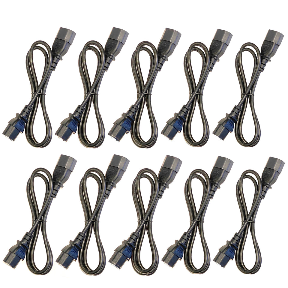 Keen Eye front view pack of ten 3ft C13 to C14 cords showing quantity and length benefit
