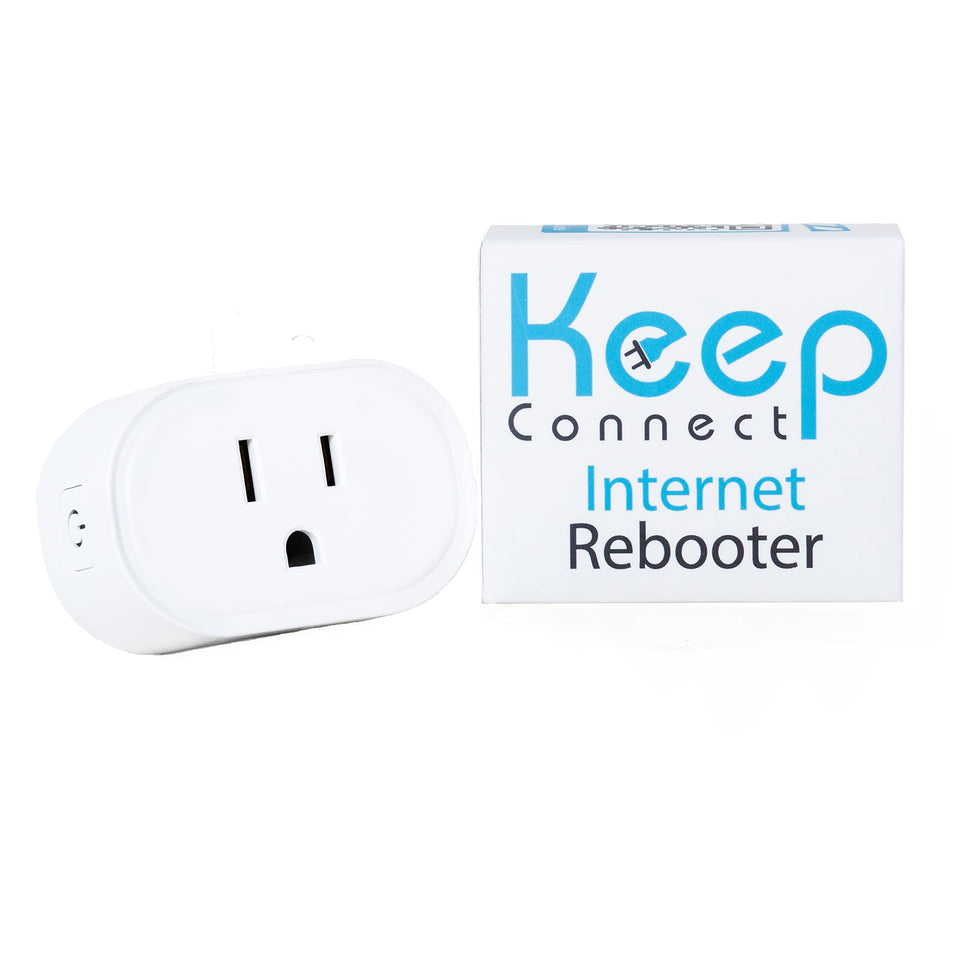 Keep Connect front view showing compact rebooter and indicator lights, reliable monitoring benefit