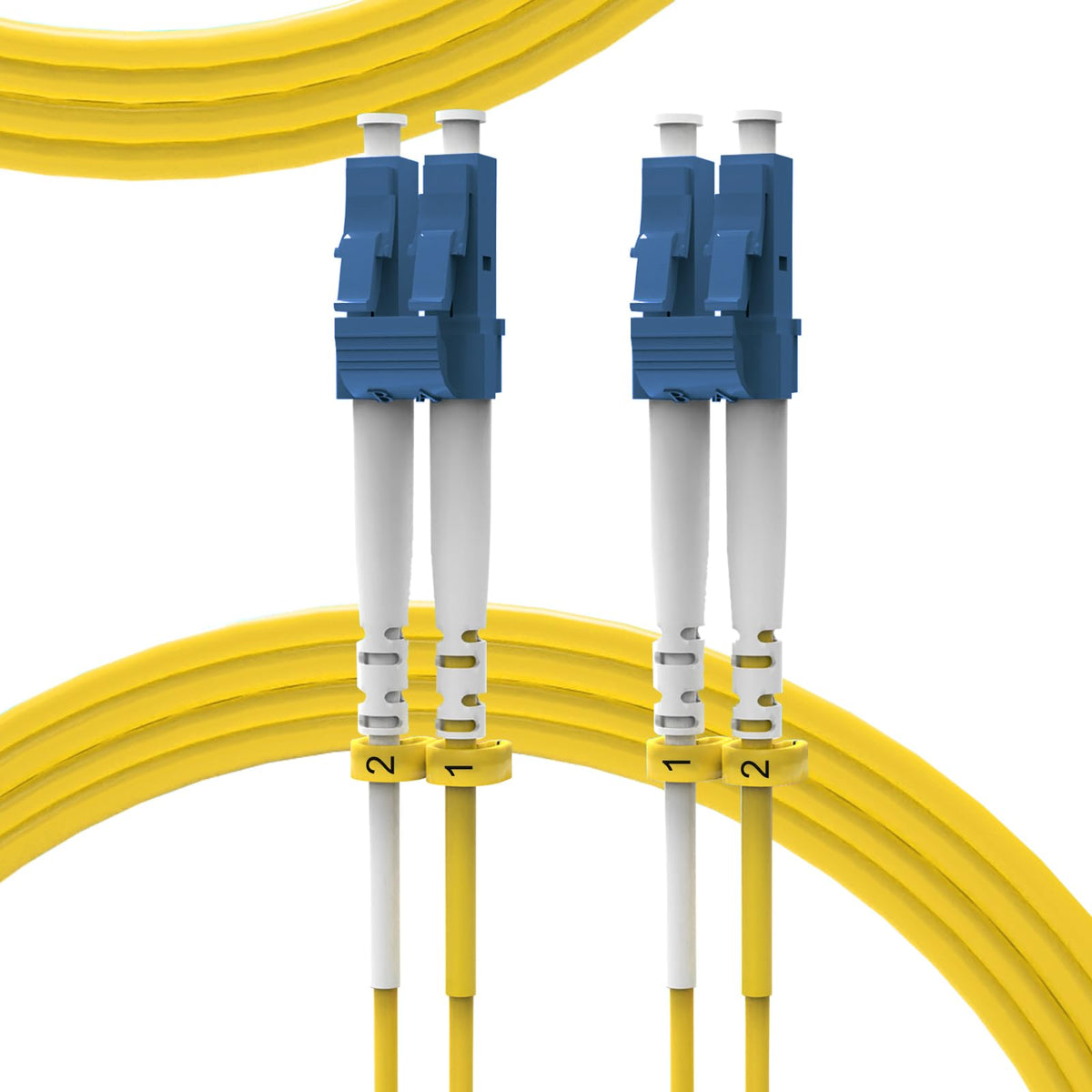 KeepFly Fiber OS2 LC-LC patch cable with yellow jacket for high-density data centers.