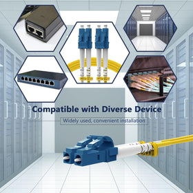 KeepFly LC-LC patch cable in rack scene for 10GBASE-L or 1000BASE-LX setups.
