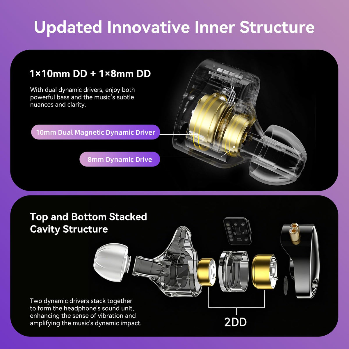 keephifi view into driver cavity highlighting dual-dynamic drivers for improved clarity
