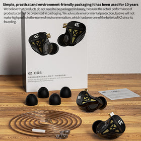 KZ DQS earphones with copper-clad aluminum voice coil enhances bass and treble response.