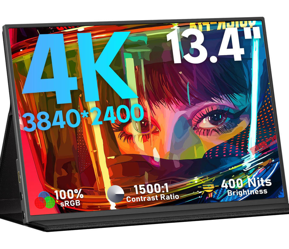 Keeptime 4K portable monitor front view with vibrant 13.4-inch display for on-the-go work