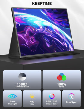 Keeptime 4K portable monitor side angle showing slim profile for travel