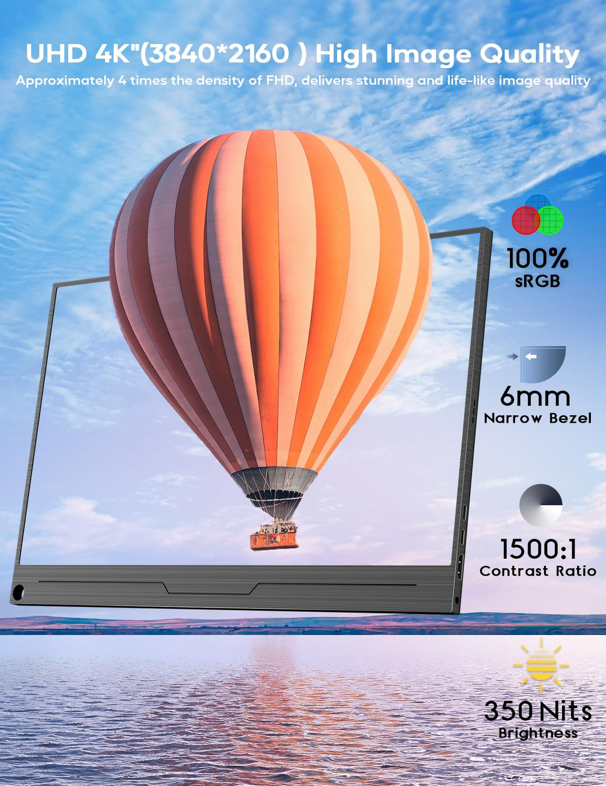 KEEPTIME 4K portable monitor gaming-mode enables smooth HDR gameplay
