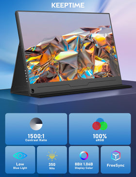 KEEPTIME 4K portable monitor laptop-connection with single cable power and video