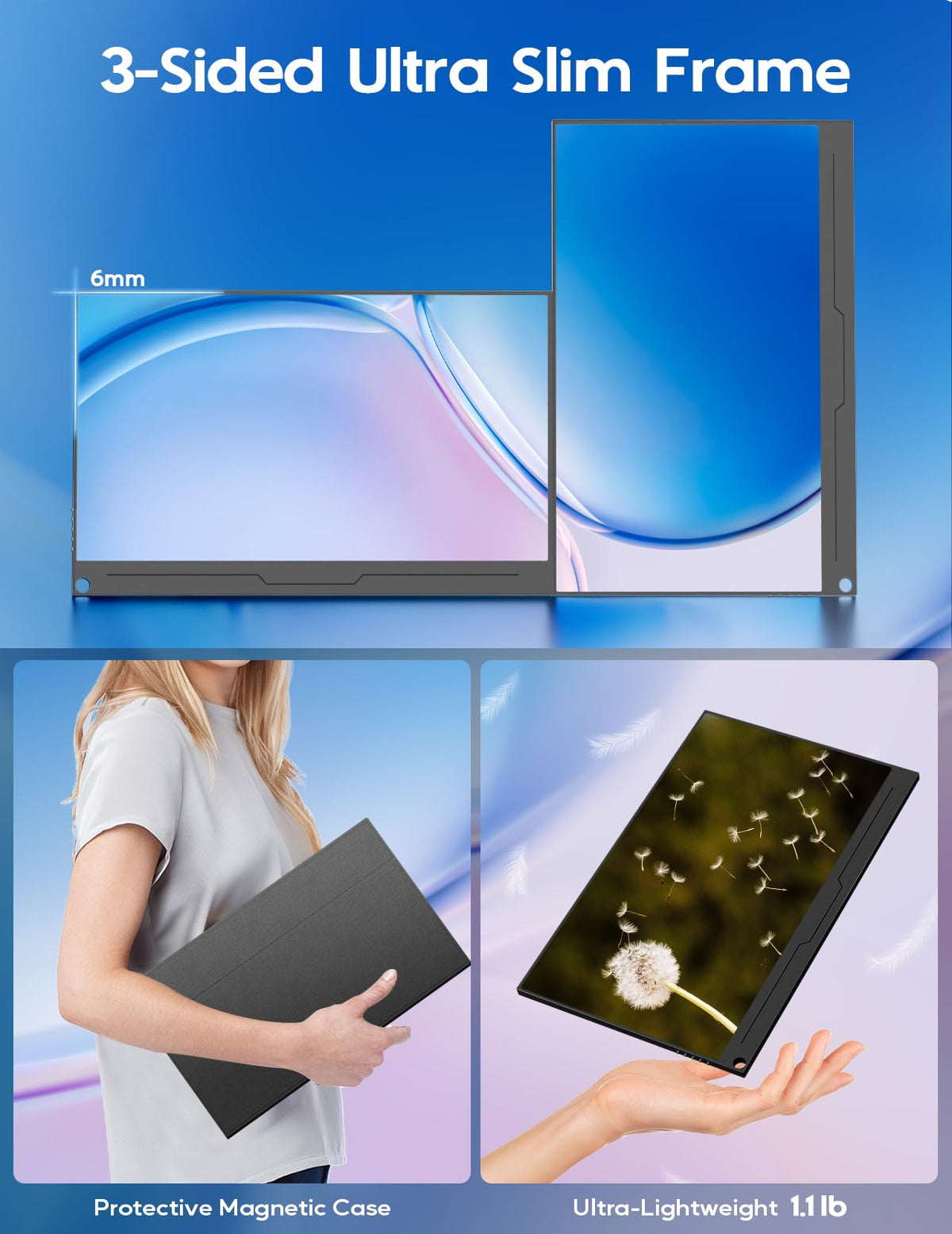 KEEPTIME 4K portable monitor portrait-mode supports reading and multi-tasking